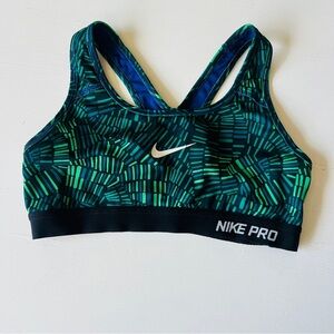 Nike Pro Women's Sports Bra - Green, Blue, and Black Size Small
